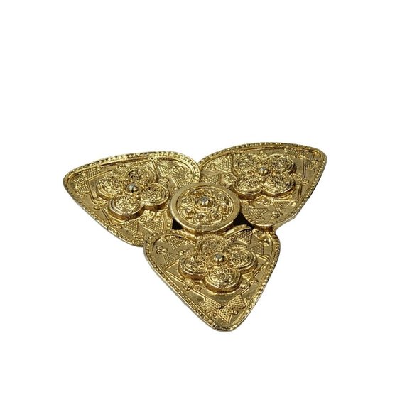 Vintage M JENT Brooch Pin Egyptian Revival Triangular Shape Statement Gold Tone - Picture 2 of 12